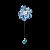 Baby Blue Parrot Bloom Pin. Lab-Grown Simulated Diamond