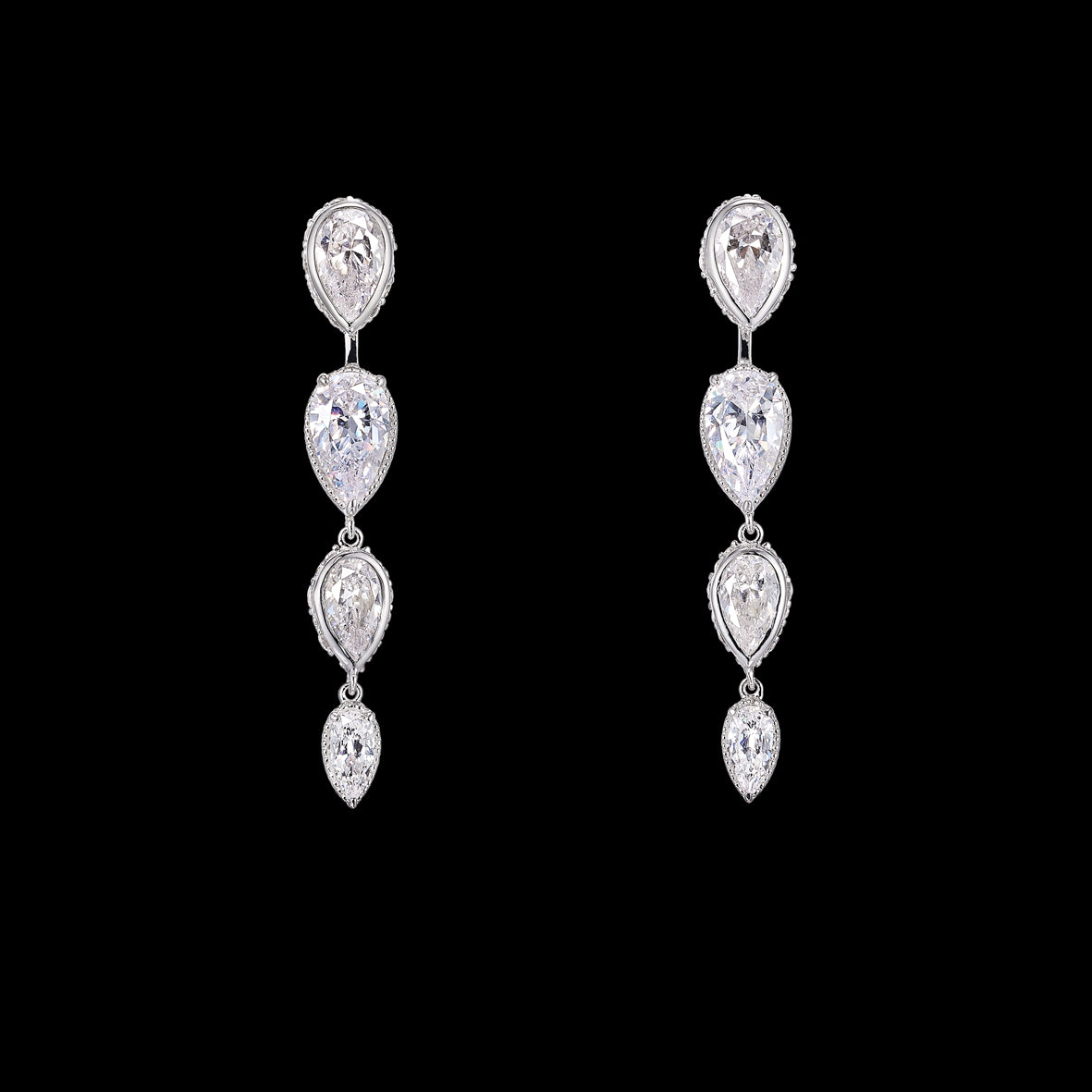 Dew Drop Earrings. White Gold, Earrings, Anabela Chan Joaillerie - Fine jewelry with laboratory grown and created gemstones hand-crafted in the United Kingdom. Anabela Chan Joaillerie is the first fine jewellery brand in the world to champion laboratory-grown and created gemstones with high jewellery design, artisanal craftsmanship and a focus on ethical and sustainable innovations.