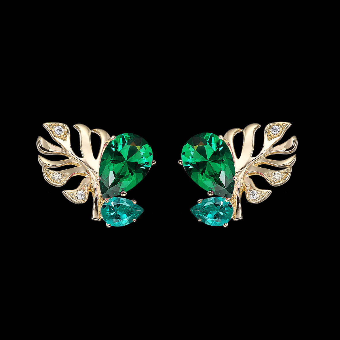 Emerald Palm Ear Studs