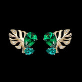 Emerald Palm Ear Studs. Lab-Grown Emerald