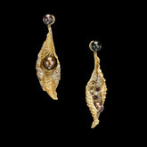 Imperial Acorn Leaf Earrings. Natural Pearl