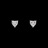 Midi Diamond Heart Studs. White Gold. Lab-Grown Simulated Diamond