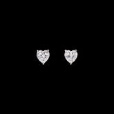 Mini Diamond Heart Studs. White Gold. Lab-Grown Simulated Diamond