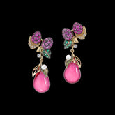 Raspberry Drop Earrings. Lab-Grown Sapphire