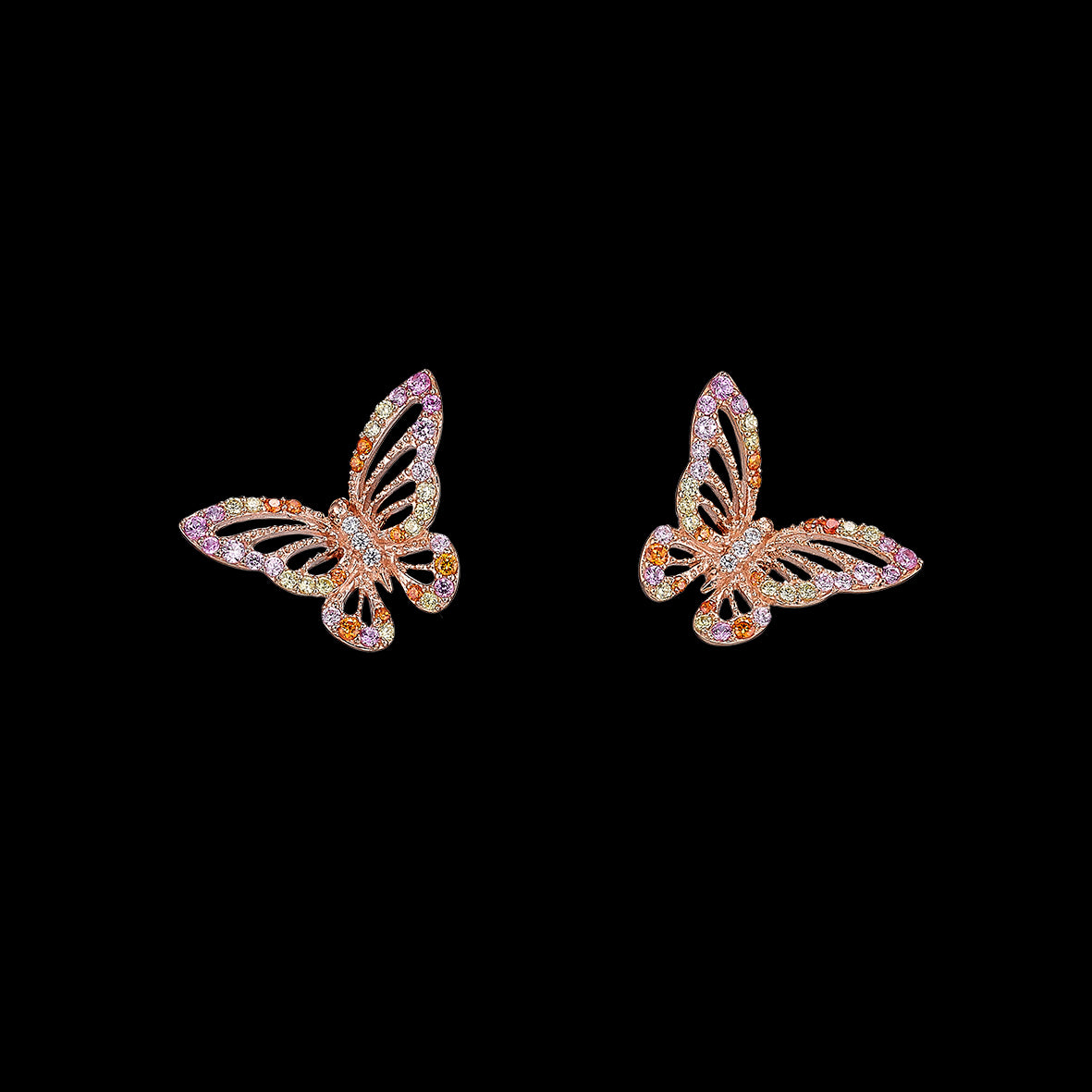 Rose Butterfly Studs, Earrings, Anabela Chan Joaillerie - Fine jewelry with laboratory grown and created gemstones hand-crafted in the United Kingdom. Anabela Chan Joaillerie is the first fine jewellery brand in the world to champion laboratory-grown and created gemstones with high jewellery design, artisanal craftsmanship and a focus on ethical and sustainable innovations.