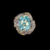 Serpent & Vine Ring. Lab-Grown Aquamarine