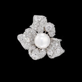 White Mini Blossom Ring. Freshwater Pearl