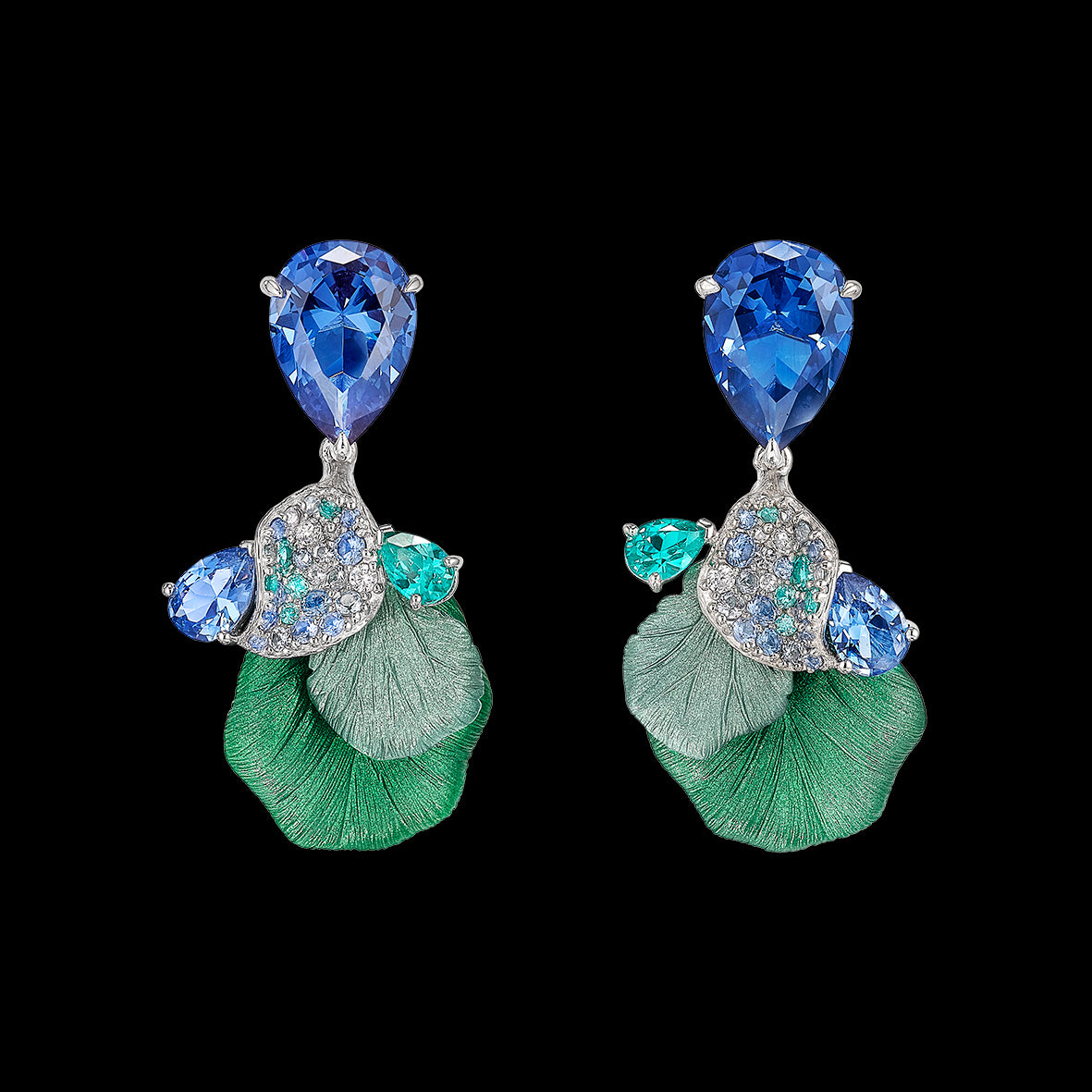 Paraiba Oceanis Earrings, Earrings, Anabela Chan Joaillerie - Fine jewelry with laboratory grown and created gemstones hand-crafted in the United Kingdom. Anabela Chan Joaillerie is the first fine jewellery brand in the world to champion laboratory-grown and created gemstones with high jewellery design, artisanal craftsmanship and a focus on ethical and sustainable innovations.
