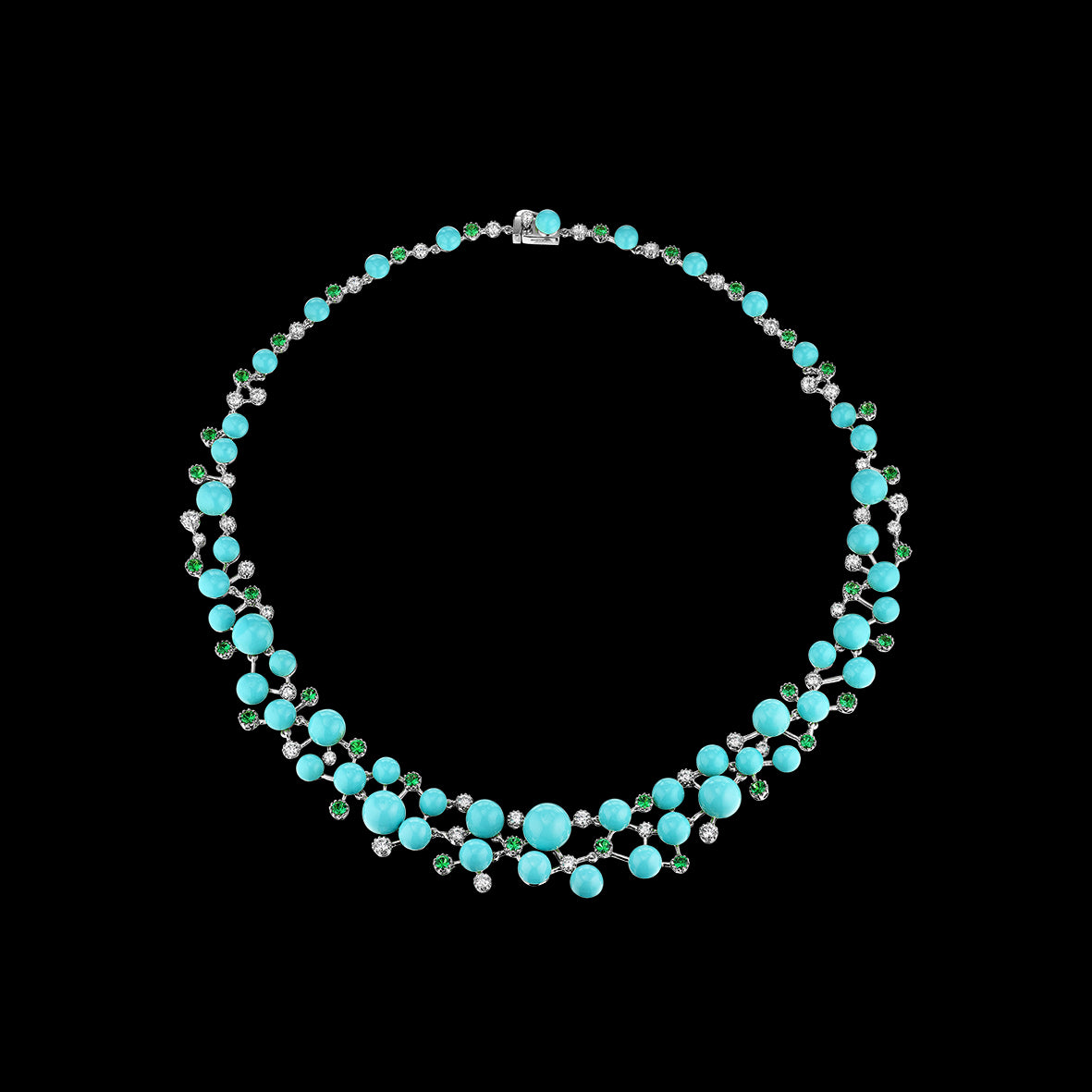 Turquoise Constellation Necklace, Necklace, Anabela Chan Joaillerie - Fine jewelry with laboratory grown and created gemstones hand-crafted in the United Kingdom. Anabela Chan Joaillerie is the first fine jewellery brand in the world to champion laboratory-grown and created gemstones with high jewellery design, artisanal craftsmanship and a focus on ethical and sustainable innovations.