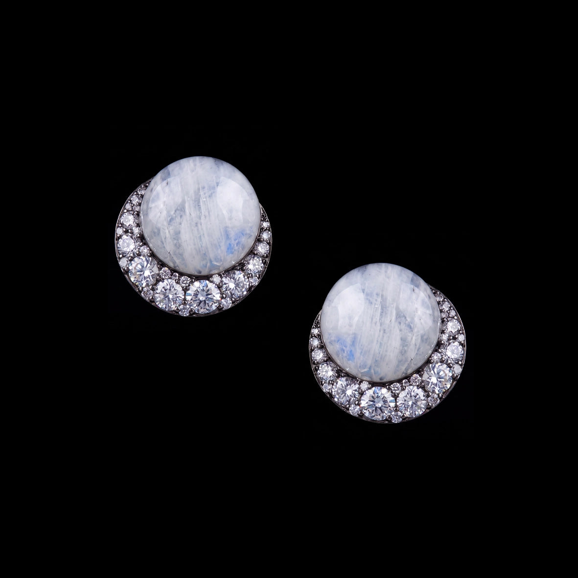 Moonphase Chalcedony Earrings. Lab-Grown Chalcedony