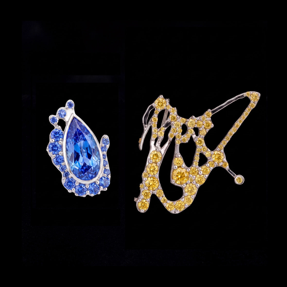 Paint Splash Earrings. Blue. Lab-Grown Sapphire