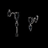Black Diamond Floating Ear Huggies. Lab-Grown Simulated Diamond