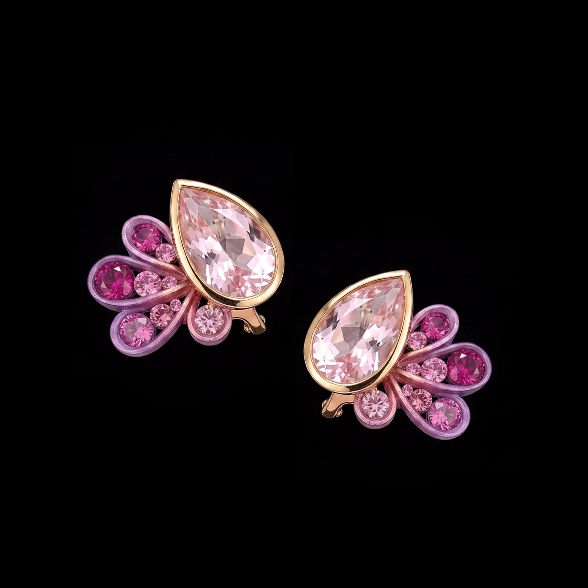 Blush Girolle Studs. Lab-Grown Sapphire