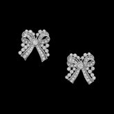 Diamond Dentelle Bow Studs. Lab-Grown Simulated Diamond