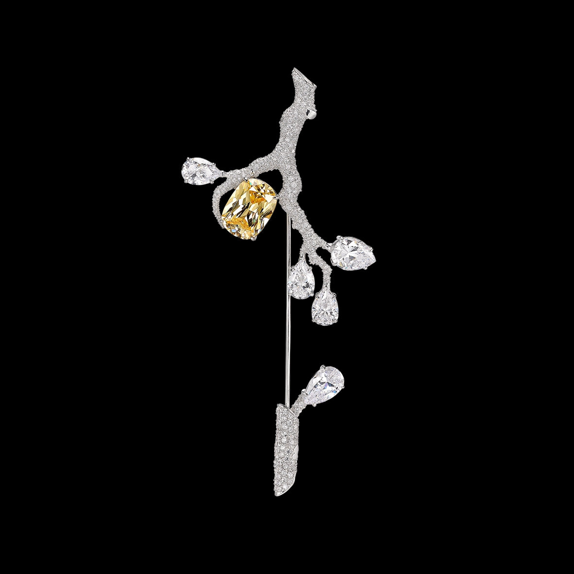 Diamond Snowdrop Brooch