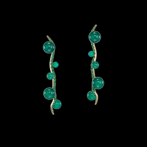 Emerald Blades of Grass Earrings