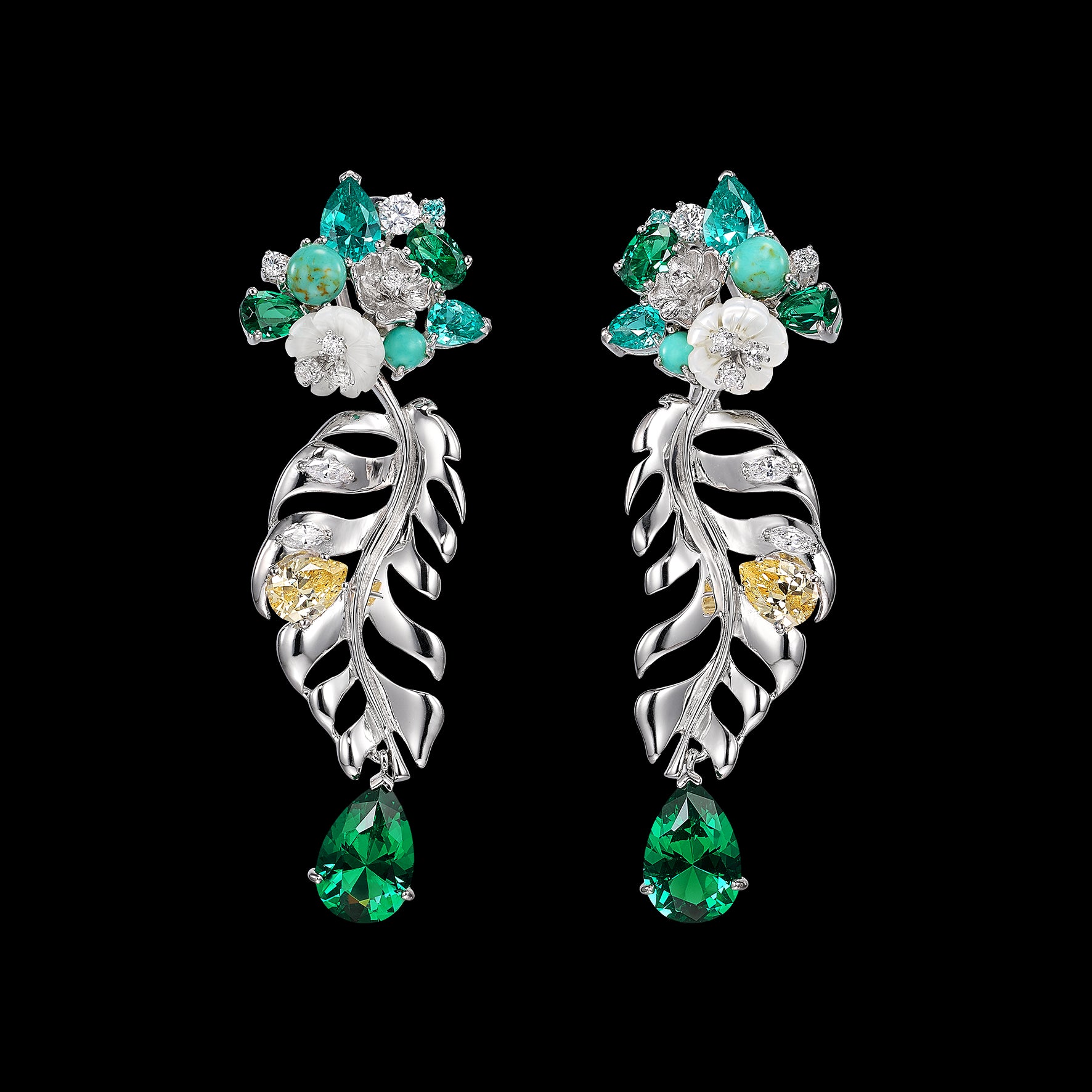 Emerald Palm Earrings