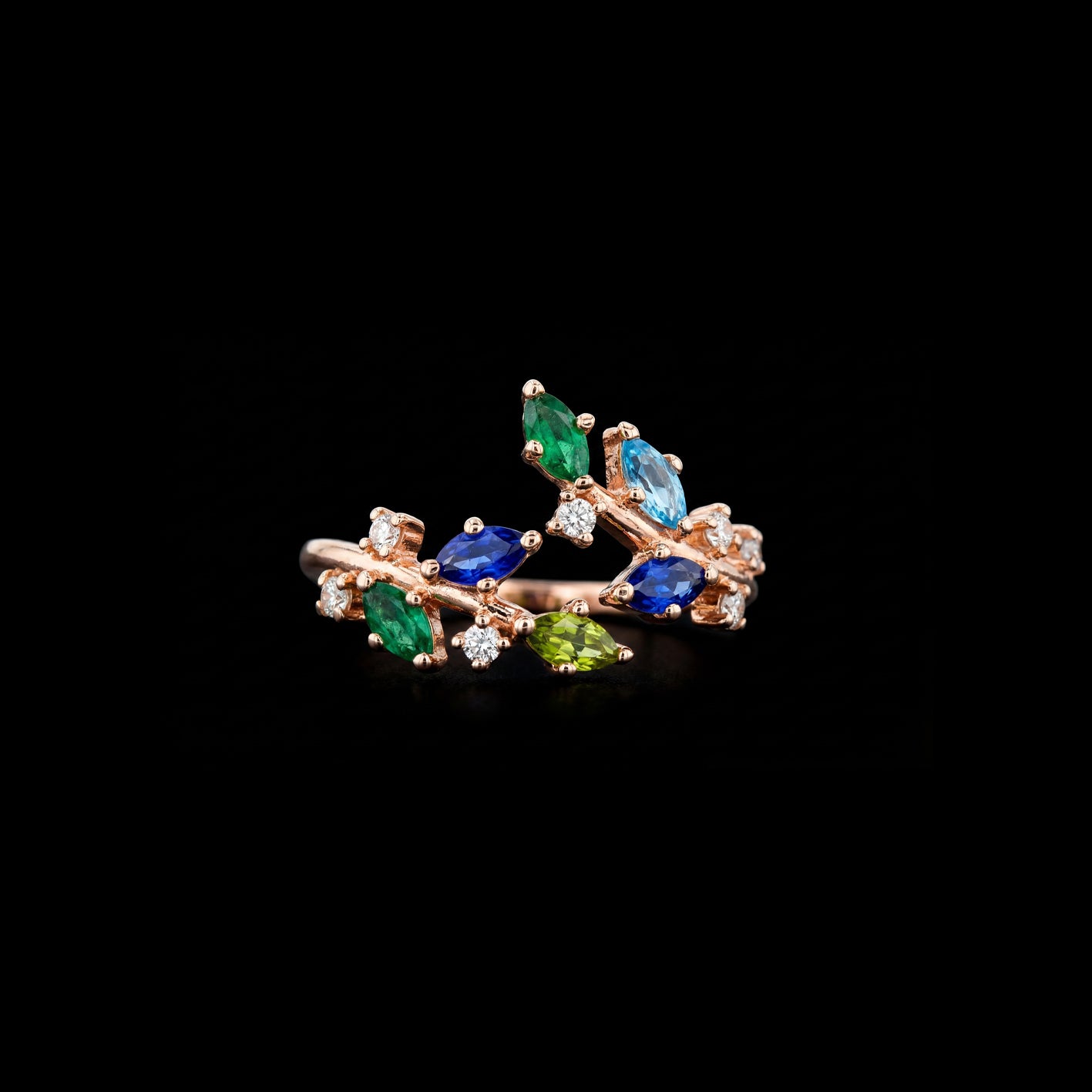 Emerald Sapphire Ivy Ring
