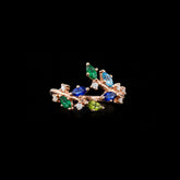 Emerald Sapphire Ivy Ring. Lab-Grown Emerald