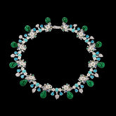 Emerald Turquoise Palm Paradise Necklace. Lab-Grown Emerald