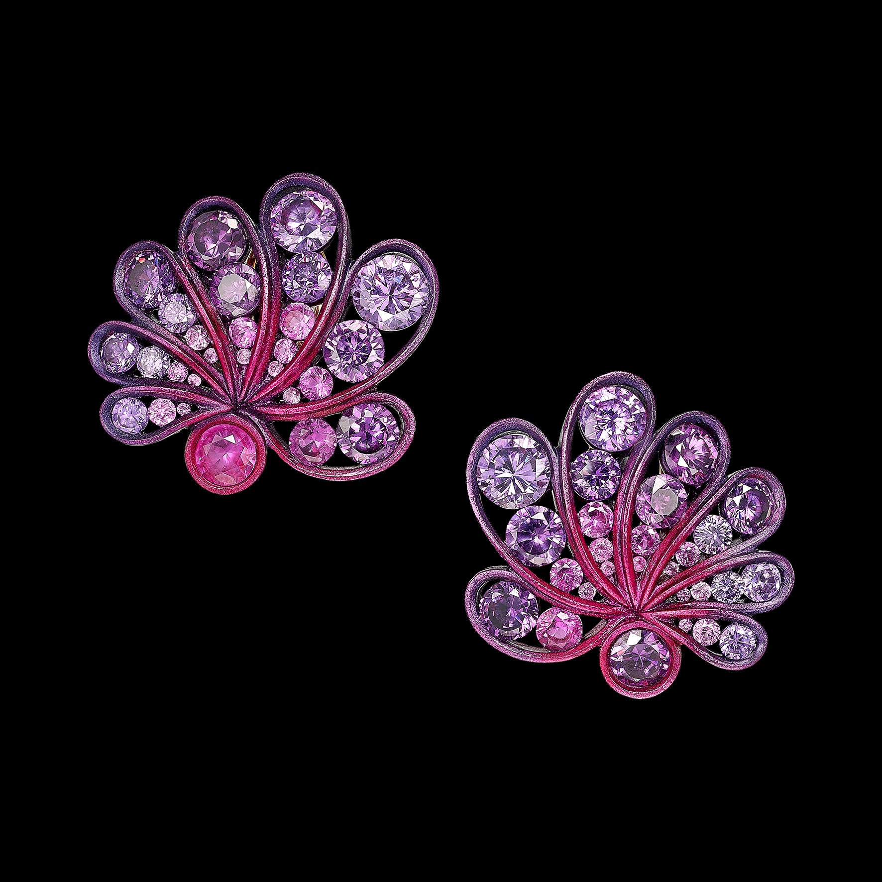 Fuchsia Violet Chanterelle Earrings