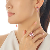 Pink Grapefruit Slice Earrings. Lab-Grown Sapphire