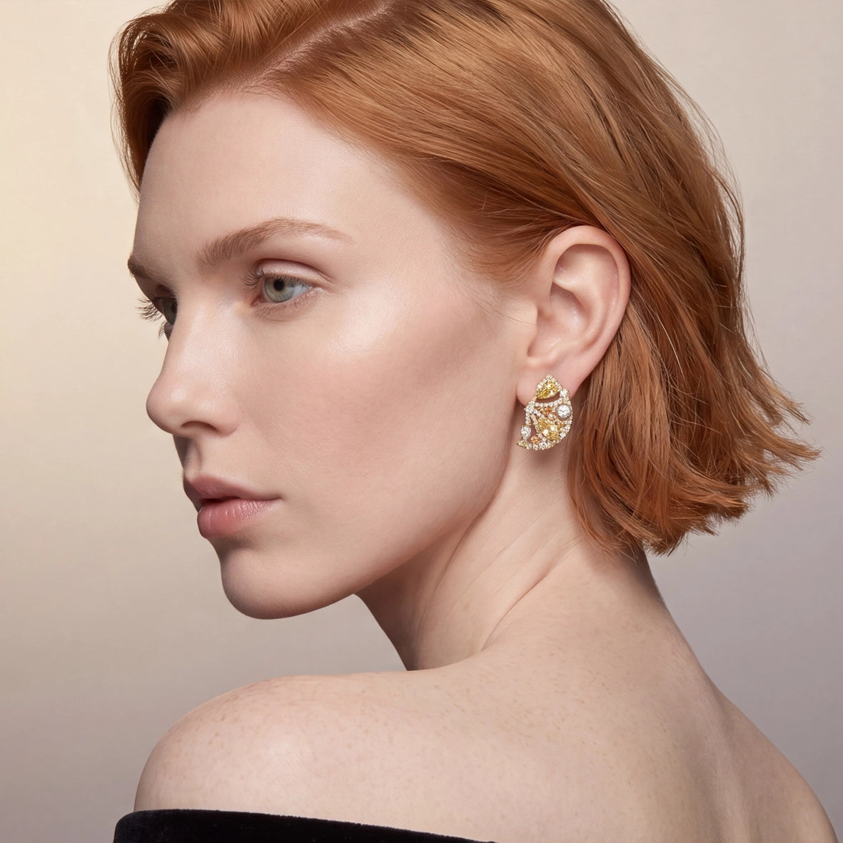 Lemon Slice Earrings. Lab-Grown Sapphire