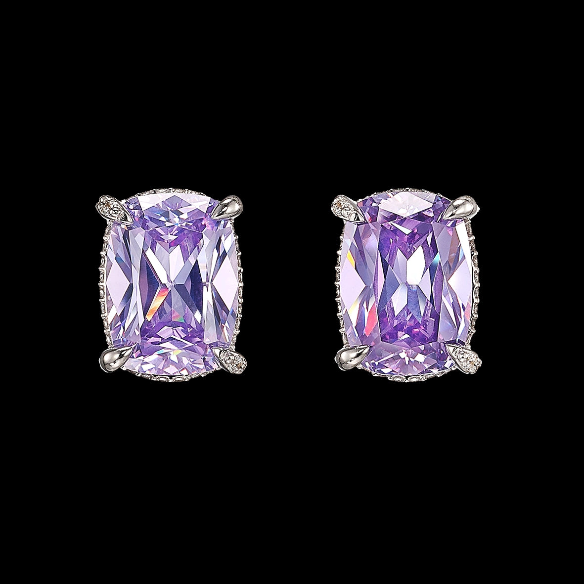 Lilac Cushion Wing Studs