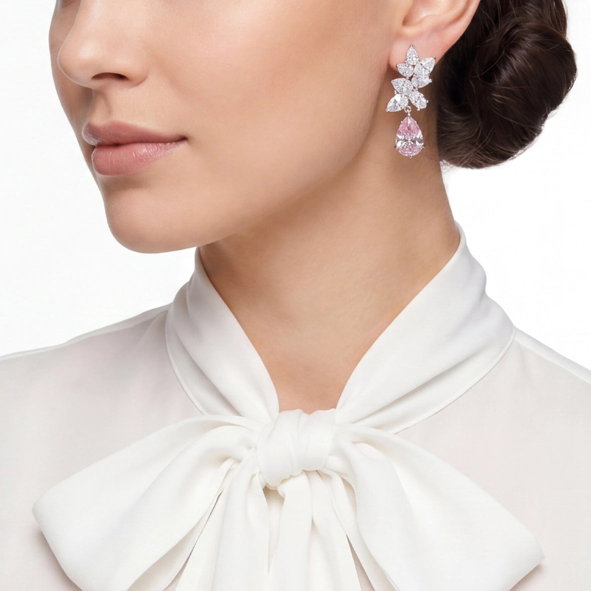 Lily Rose Cluster Earrings. Lab-Grown Simulated Diamond