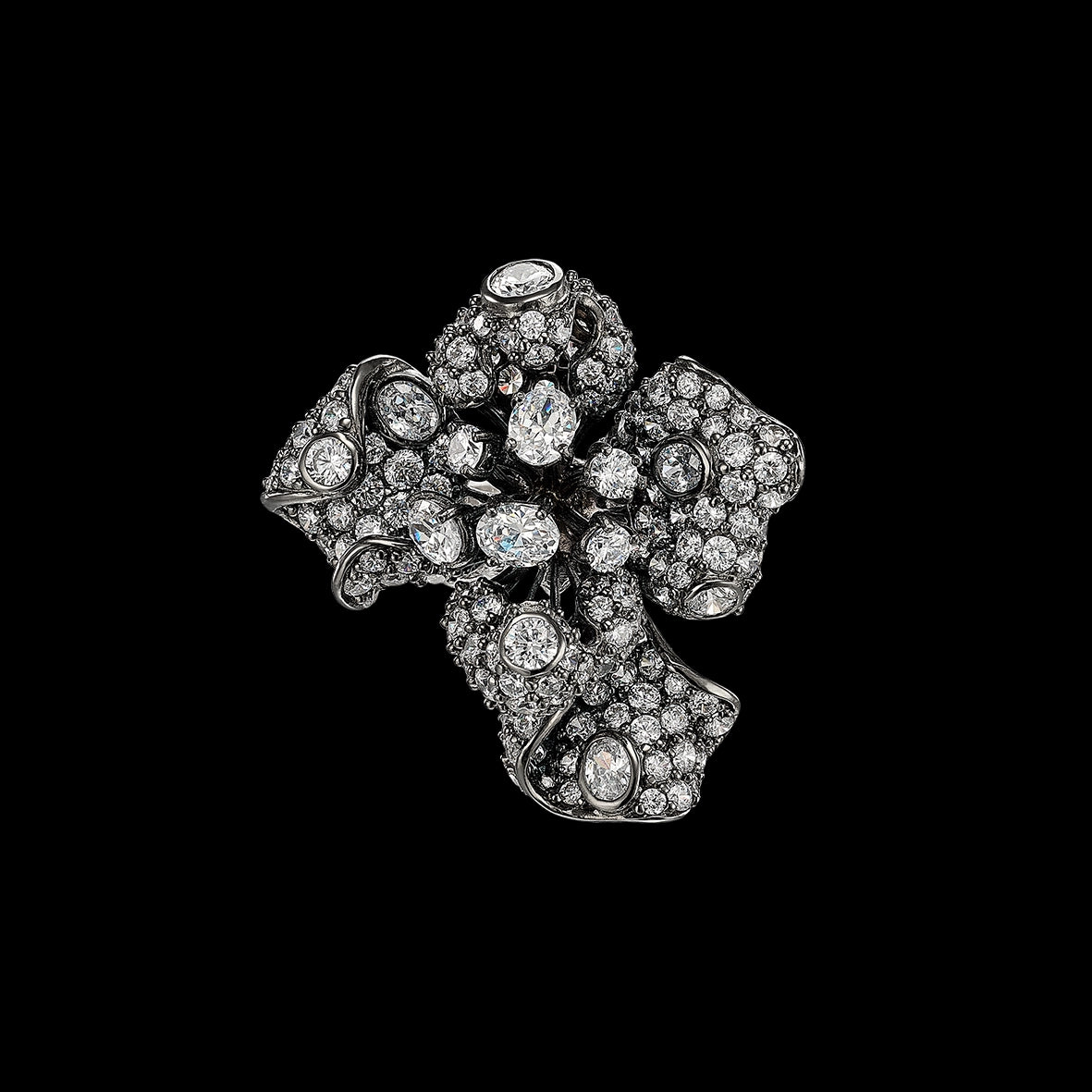 Mini Black Diamond Bloomingdale Ring