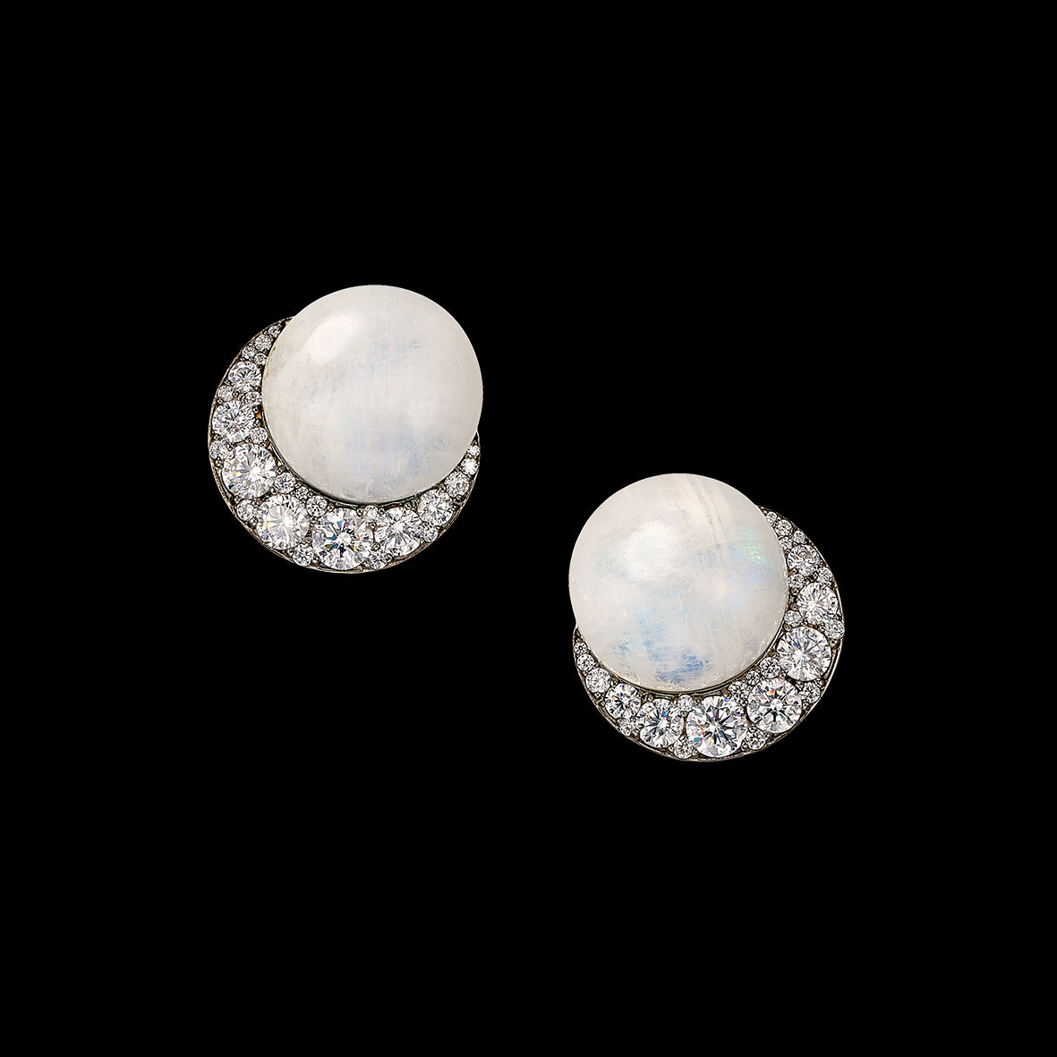 Moonphase Chalcedony Earrings. Lab-Grown Chalcedony