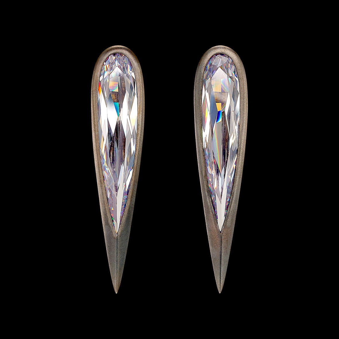 Origami Diamond Glimmer Earrings. Lab-Grown Simulated Diamond