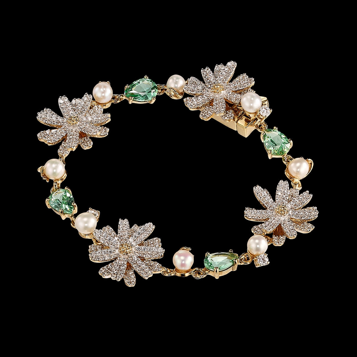 Peridot Daisy Diamond Bracelet