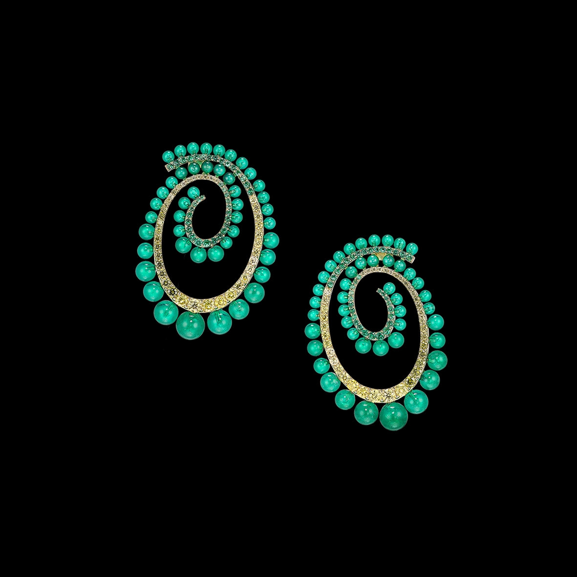 Petite Emerald Vortex Earrings