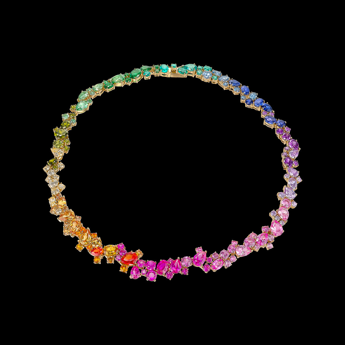 Petite Rainbow Garden Of Eden Necklace. Lab-Grown Simulated Sapphire