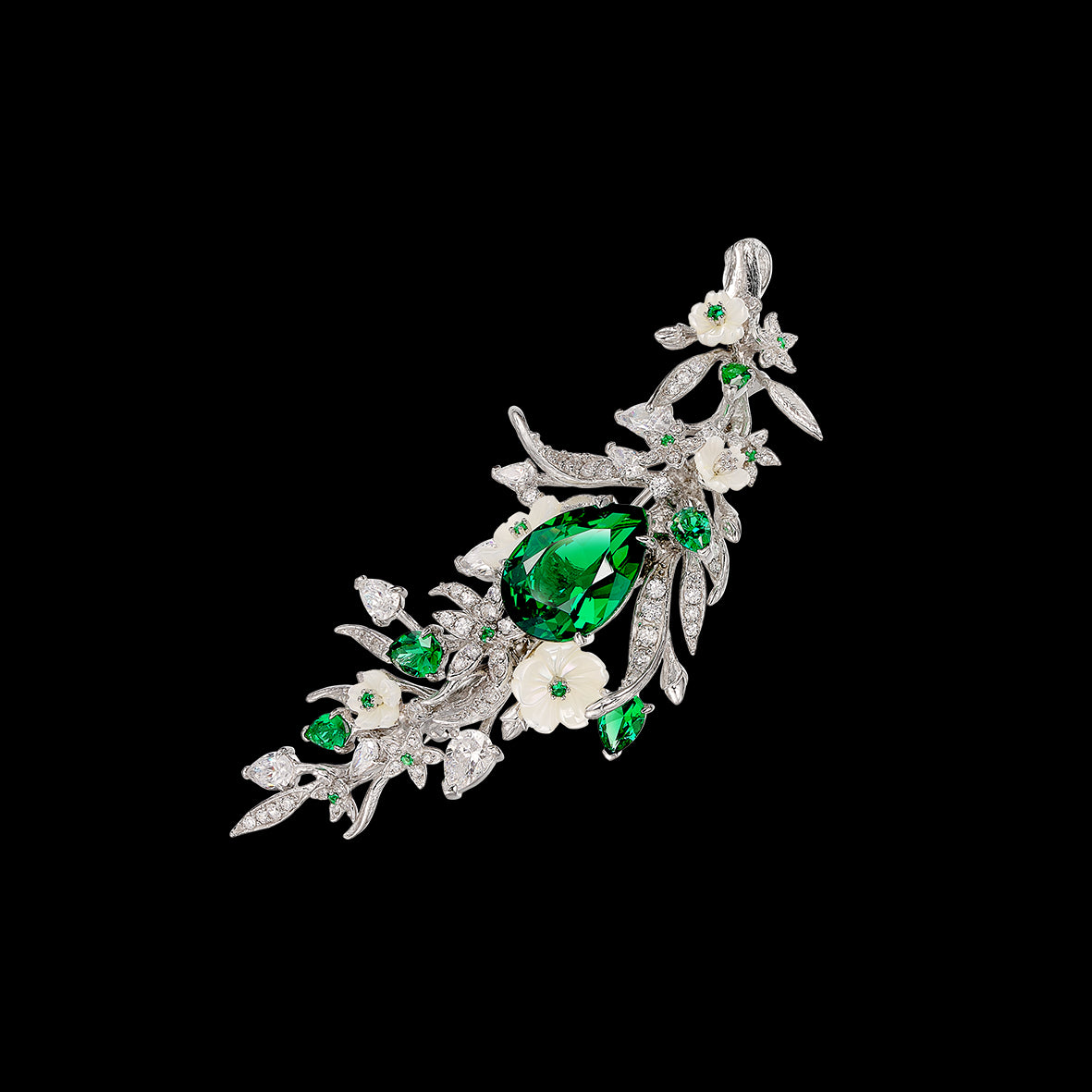 Posie Emerald Brooch. Lab-Grown Emerald