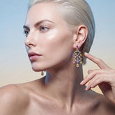 Rainbow Chandelier Earrings. Lab-Grown Simulated Diamond