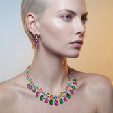Fuchsia Peridot Tutti Frutti Drops. Lab-Grown Sapphire