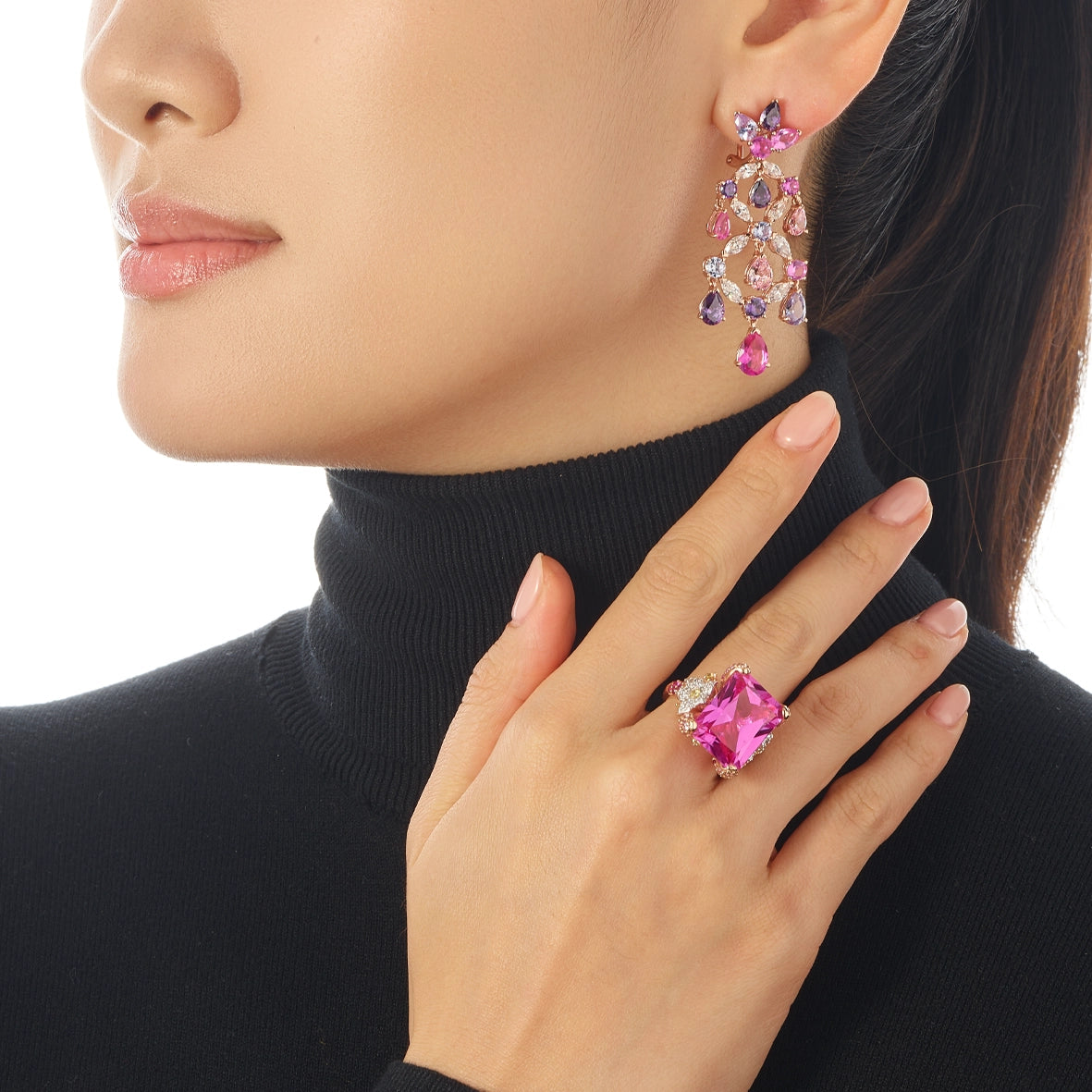 Rose Amethyst Chandelier Earrings