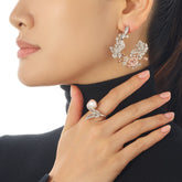 Rose Diamond Butterfly Garland Earrings. Lab-Grown Simulated Diamond