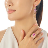 Rose Medusa Tassel Earrings. Lab-Grown Sapphire
