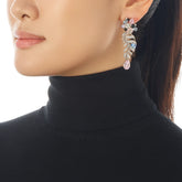 Rose Quartz Palm Earrings. Lab-Grown Quartz