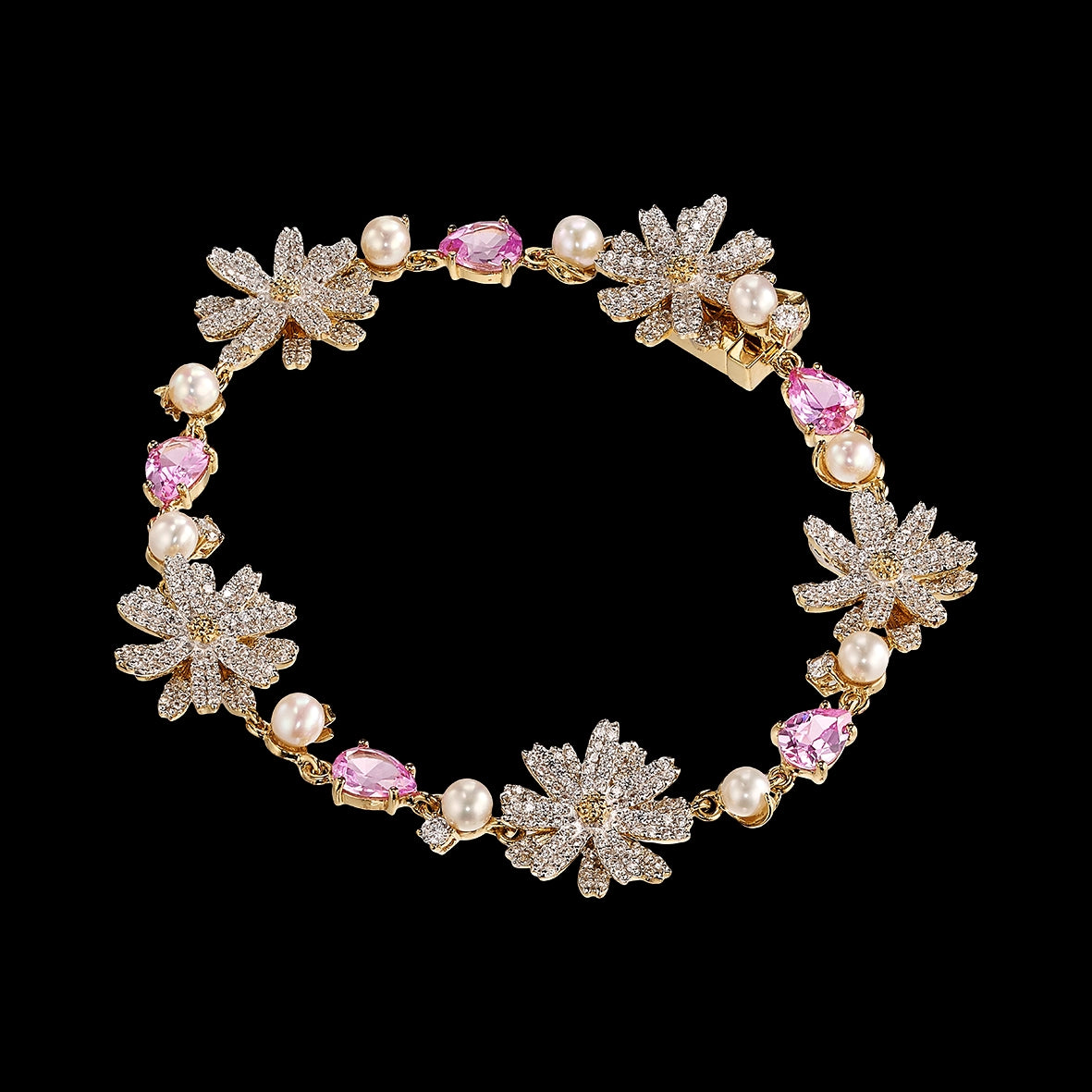 Rose Sapphire Daisy Diamond Bracelet