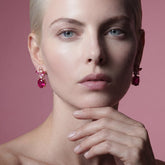 Ruby Lily Earrings. Lab-Grown Ruby