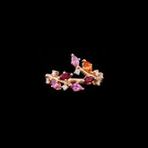 Ruby Sunset Ivy Ring. Lab-Grown Ruby