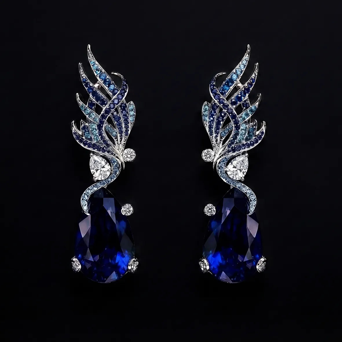 Sapphire Feather Earrings