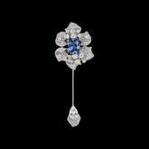 Midnight Fleurs D'Elixir Brooch. Lab-Grown Sapphire