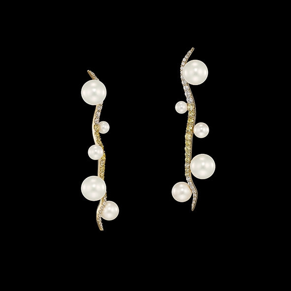 Snowflower Blades of Grass Earrings