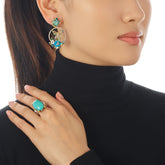 Turquoise Butterfly Wreath Earrings. Lab-Grown Turquoise