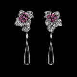 Fuchsia Bloomingdale Shard Earrings, Earrings, Anabela Chan Joaillerie - Fine jewelry with laboratory grown and created gemstones hand-crafted in the United Kingdom. Anabela Chan Joaillerie is the first fine jewellery brand in the world to champion laboratory-grown and created gemstones with high jewellery design, artisanal craftsmanship and a focus on ethical and sustainable innovations.